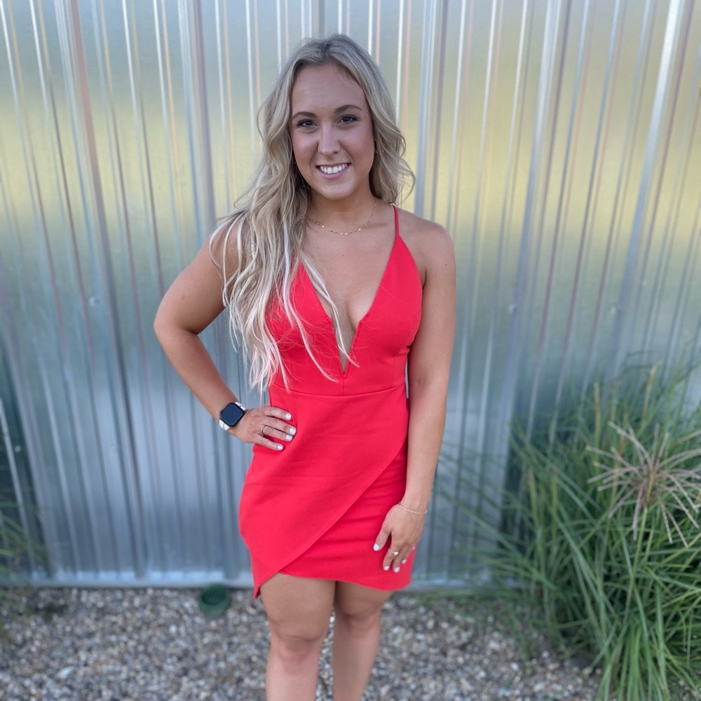 Red tulip mini dress